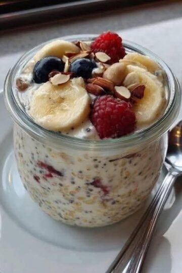 Overnight Oats with Berries and Banana